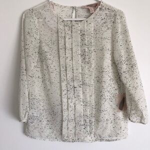 Black and Off White Sheer 3/4 Dress Shirt XS